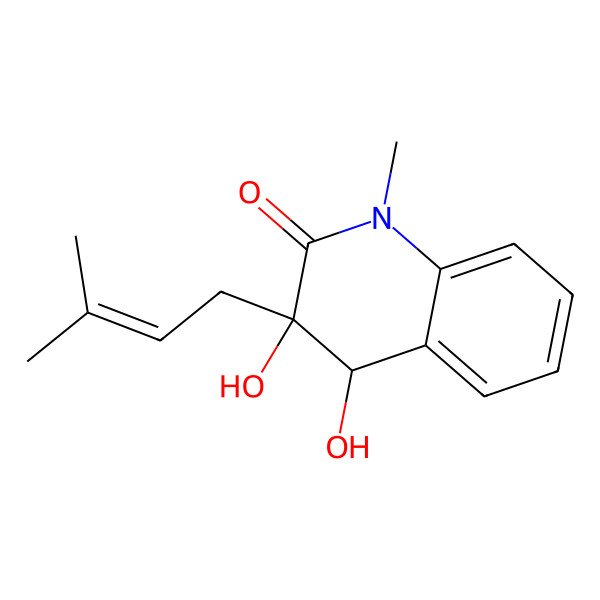 2D Structure of 3,4-dihydroxy-1-methyl-3-(3-methylbut-2-enyl)-4H-quinolin-2-one