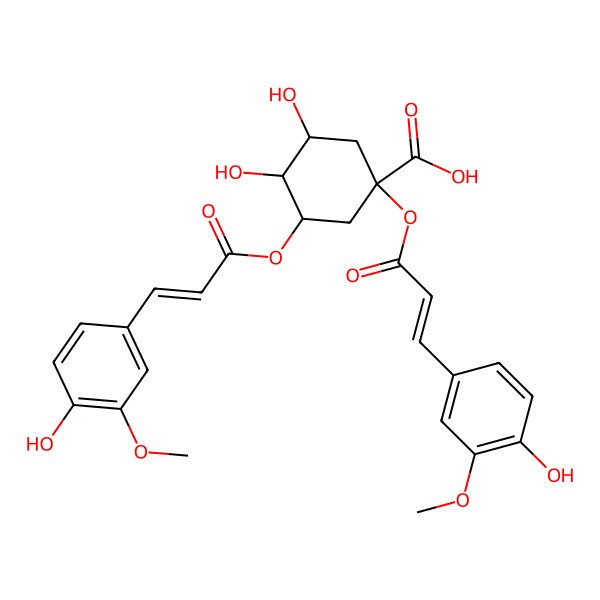 2D Structure of 3,4-Dihydroxy-1,5-bis[3-(4-hydroxy-3-methoxyphenyl)prop-2-enoyloxy]cyclohexane-1-carboxylic acid