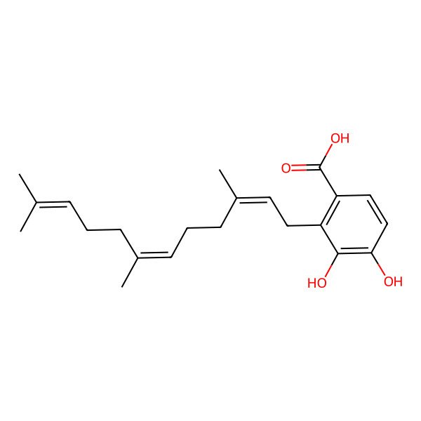 2D Structure of 3,4-Dihydroxy-2-(3,7,11-trimethyldodeca-2,6,10-trienyl)benzoic acid