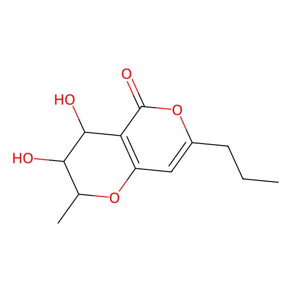 2D Structure of 3,4-dihydroxy-2-methyl-7-propyl-3,4-dihydro-2H-pyrano[3,2-c]pyran-5-one