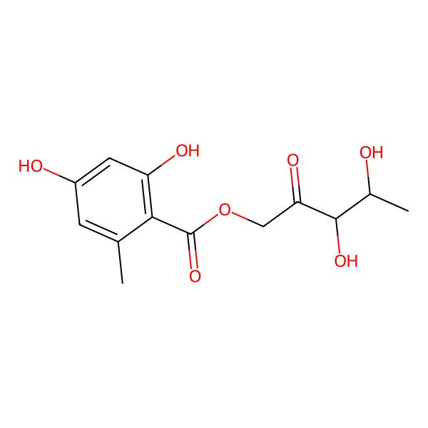 2D Structure of (3,4-Dihydroxy-2-oxopentyl) 2,4-dihydroxy-6-methylbenzoate