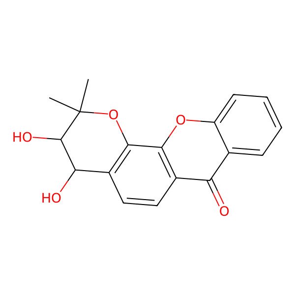 2D Structure of 3,4-Dihydroxy-2,2-dimethyl-3,4-dihydropyrano[3,2-c]xanthen-7-one