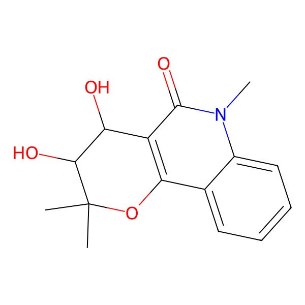 2D Structure of 3,4-Dihydroxy-2,2,6-trimethyl-3,4-dihydropyrano[3,2-c]quinolin-5-one