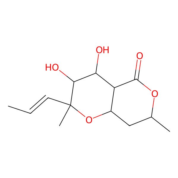 2D Structure of 3,4-Dihydroxy-2,7-dimethyl-2-prop-1-enyl-3,4,4a,7,8,8a-hexahydropyrano[3,2-c]pyran-5-one