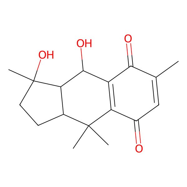 2D Structure of 3,4-dihydroxy-3,6,9,9-tetramethyl-2,3a,4,9a-tetrahydro-1H-cyclopenta[g]naphthalene-5,8-dione