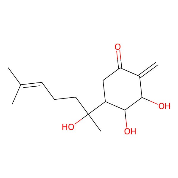2D Structure of 3,4-Dihydroxy-5-(2-hydroxy-6-methylhept-5-en-2-yl)-2-methylidenecyclohexan-1-one