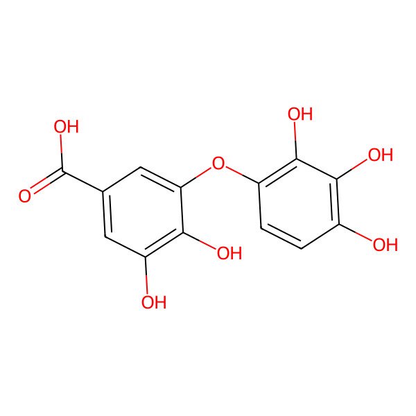 2D Structure of 3,4-Dihydroxy-5-(2,3,4-trihydroxyphenoxy)benzoic acid