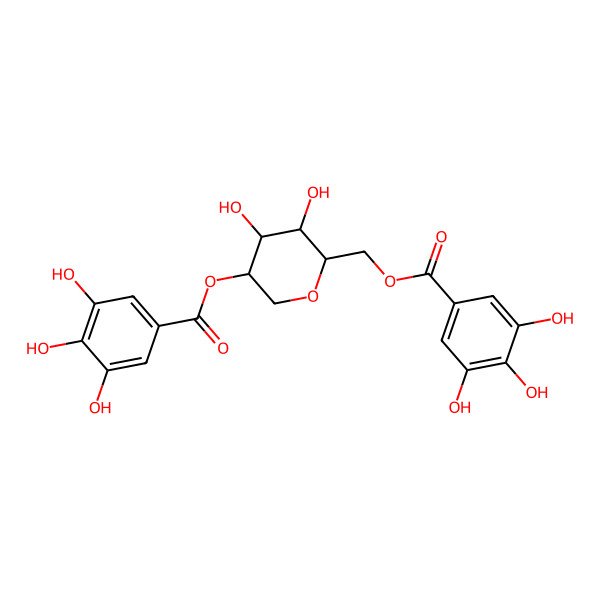 2D Structure of [3,4-Dihydroxy-5-(3,4,5-trihydroxybenzoyl)oxyoxan-2-yl]methyl 3,4,5-trihydroxybenzoate