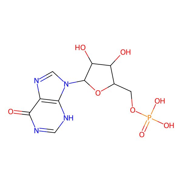 2D Structure of [3,4-dihydroxy-5-(6-oxo-3H-purin-9-yl)oxolan-2-yl]methyl dihydrogen phosphate