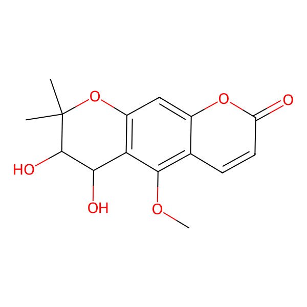 2D Structure of 3,4-Dihydroxy-5-methoxy-2,2-dimethyl-3,4-dihydropyrano[3,2-g]chromen-8-one