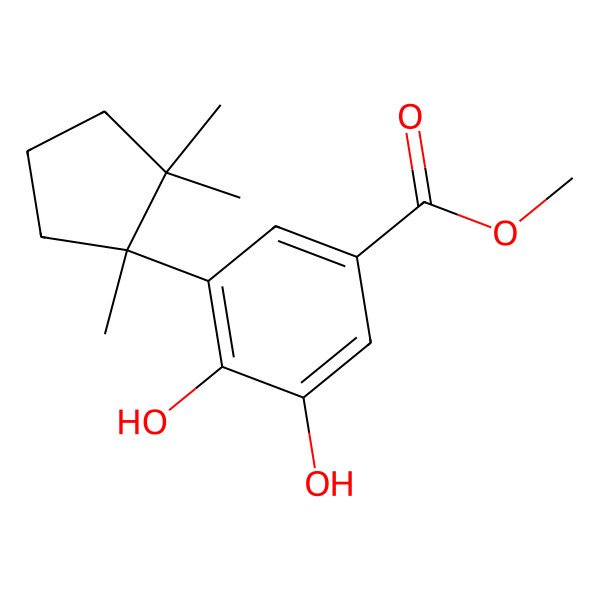 2D Structure of 3,4-Dihydroxy-5-[(S)-1,2,2-trimethylcyclopentyl]benzoic acid methyl ester