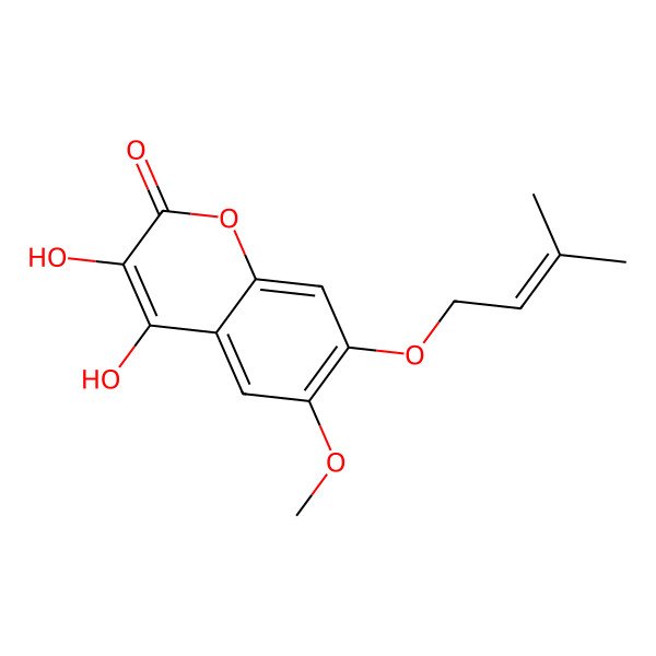 2D Structure of 3,4-Dihydroxy-6-methoxy-7-(3-methylbut-2-enoxy)chromen-2-one