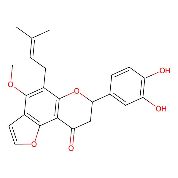 2D Structure of 3',4'-Dihydroxy-7-methoxy-8-prenyl-5''-(2-hydroxyisopropyl)-[2'',3'':5,6]furanoflavanone