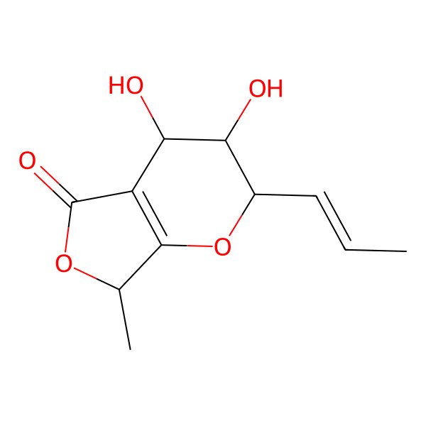 2D Structure of 3,4-Dihydroxy-7-methyl-2-prop-1-enyl-2,3,4,7-tetrahydrofuro[3,4-b]pyran-5-one