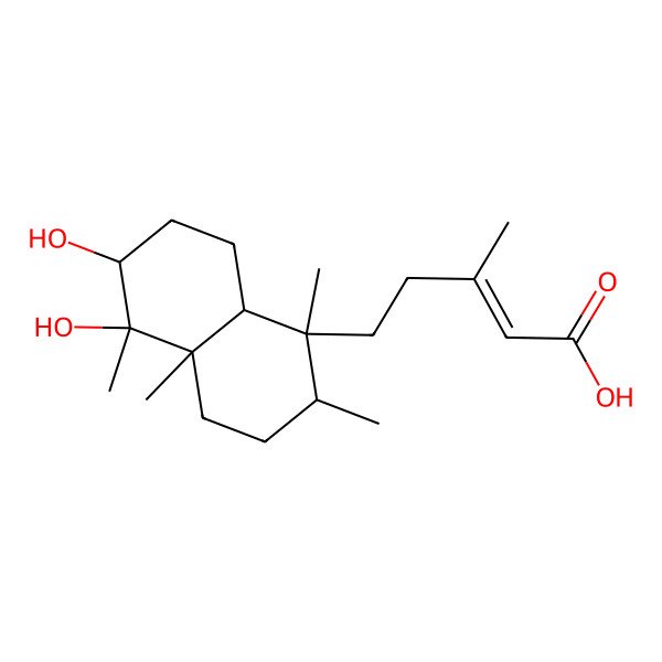 2D Structure of 3,4-dihydroxyclerodan-13E-en-15-oic acid