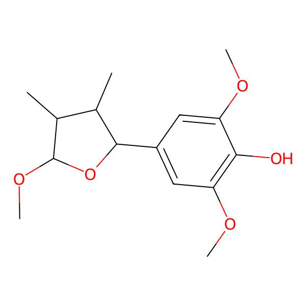 2D Structure of 3,4-Dimethyl-2-(4'-hydroxy-3',5'-dimethoxyphenyl)-5-methoxy-tetrahydrofuran