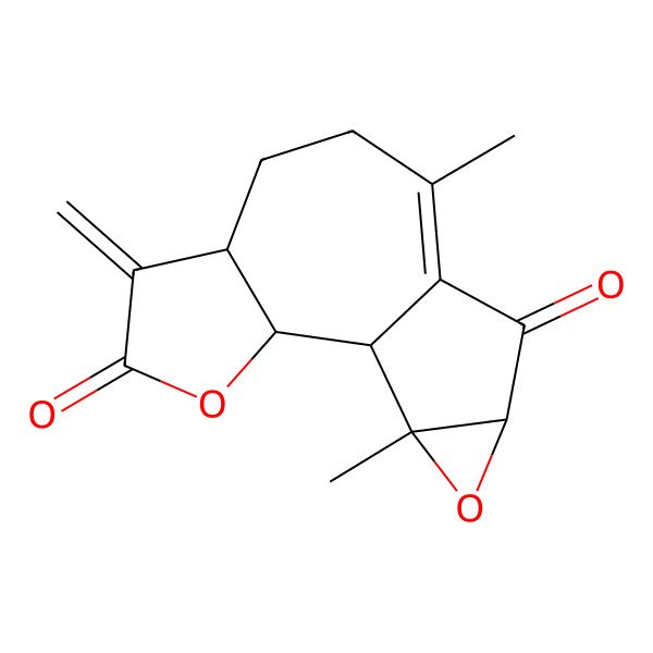 2D Structure of (1S,2S,6S,12S,14S)-9,14-dimethyl-5-methylidene-3,13-dioxatetracyclo[8.4.0.02,6.012,14]tetradec-9-ene-4,11-dione