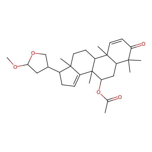 2D Structure of [(5R,7R,8R,9R,10R,13S,17S)-17-[(3S)-5-methoxyoxolan-3-yl]-4,4,8,10,13-pentamethyl-3-oxo-5,6,7,9,11,12,16,17-octahydrocyclopenta[a]phenanthren-7-yl] acetate