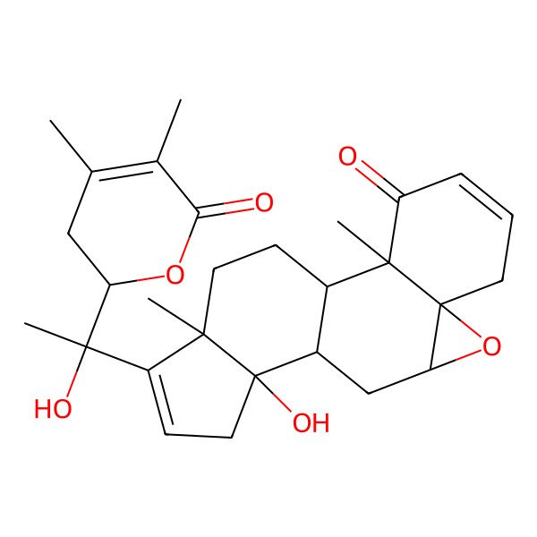 2D Structure of (1S,2R,7S,9R,11R,12R,16R)-15-[(1R)-1-[(2S)-4,5-dimethyl-6-oxo-2,3-dihydropyran-2-yl]-1-hydroxyethyl]-12-hydroxy-2,16-dimethyl-8-oxapentacyclo[9.7.0.02,7.07,9.012,16]octadeca-4,14-dien-3-one