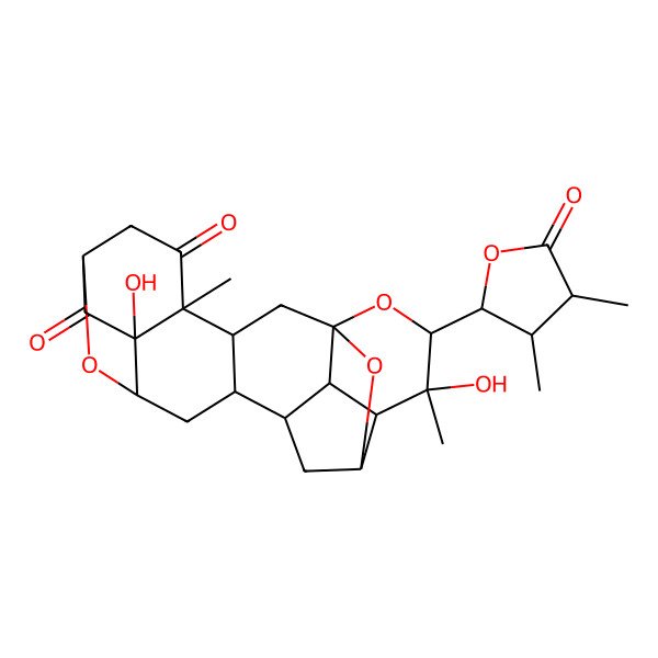 2D Structure of (3S,4R,7R,9S,10S,12S,13S,15S,16R,17R,20S)-18-[(3R,4R)-3,4-dimethyl-5-oxooxolan-2-yl]-9,17-dihydroxy-4,17-dimethyl-19,21,22-trioxaheptacyclo[11.6.1.11,15.17,10.03,12.04,9.016,20]docosane-5,8-dione