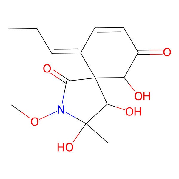 2D Structure of 3,4,10-Trihydroxy-2-methoxy-3-methyl-6-propylidene-2-azaspiro[4.5]dec-7-ene-1,9-dione