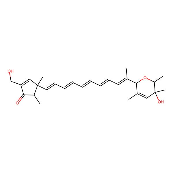 2D Structure of 2-(Hydroxymethyl)-4-[10-(5-hydroxy-3,5,6-trimethyl-2,6-dihydropyran-2-yl)undeca-1,3,5,7,9-pentaenyl]-4,5-dimethylcyclopent-2-en-1-one