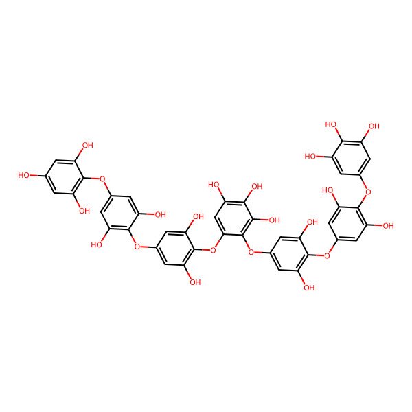 2D Structure of 5-[4-[2,6-Dihydroxy-4-(2,4,6-trihydroxyphenoxy)phenoxy]-2,6-dihydroxyphenoxy]-4-[4-[3,5-dihydroxy-4-(3,4,5-trihydroxyphenoxy)phenoxy]-3,5-dihydroxyphenoxy]benzene-1,2,3-triol