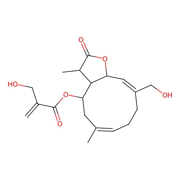 2D Structure of [(3S,4S,6E,10Z,11aR)-10-(hydroxymethyl)-3,6-dimethyl-2-oxo-3a,4,5,8,9,11a-hexahydro-3H-cyclodeca[b]furan-4-yl] 2-(hydroxymethyl)prop-2-enoate