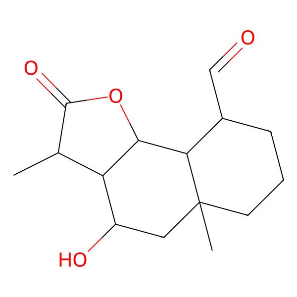 2D Structure of (3S,3aR,4S,5aR,9R,9aS,9bR)-4-hydroxy-3,5a-dimethyl-2-oxo-3,3a,4,5,6,7,8,9,9a,9b-decahydrobenzo[g][1]benzofuran-9-carbaldehyde