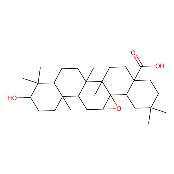 2D Structure of 9-Hydroxy-6,10,10,14,15,21,21-heptamethyl-2-oxahexacyclo[13.8.0.01,3.05,14.06,11.018,23]tricosane-18-carboxylic acid