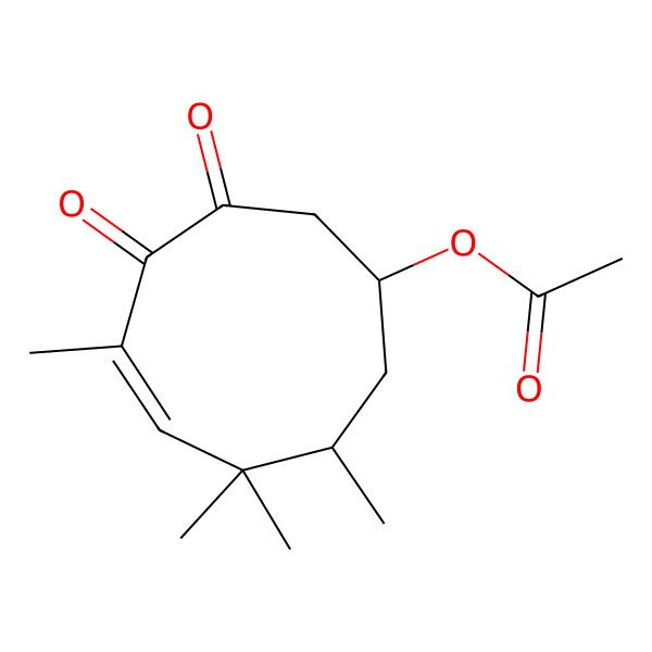 2D Structure of (3,4,4,6-Tetramethyl-7,8-dioxocyclonon-5-en-1-yl) acetate