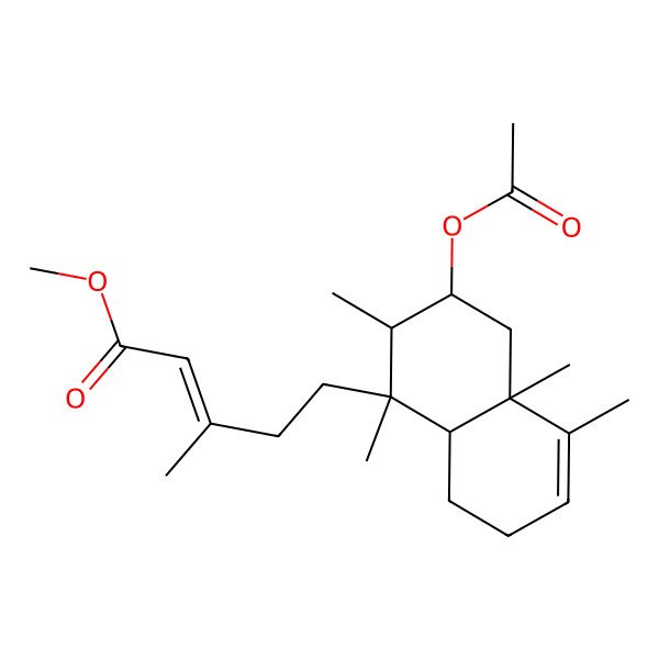 2D Structure of methyl (E)-5-[(1R,2S,3R,4aR,8aR)-3-acetyloxy-1,2,4a,5-tetramethyl-2,3,4,7,8,8a-hexahydronaphthalen-1-yl]-3-methylpent-2-enoate