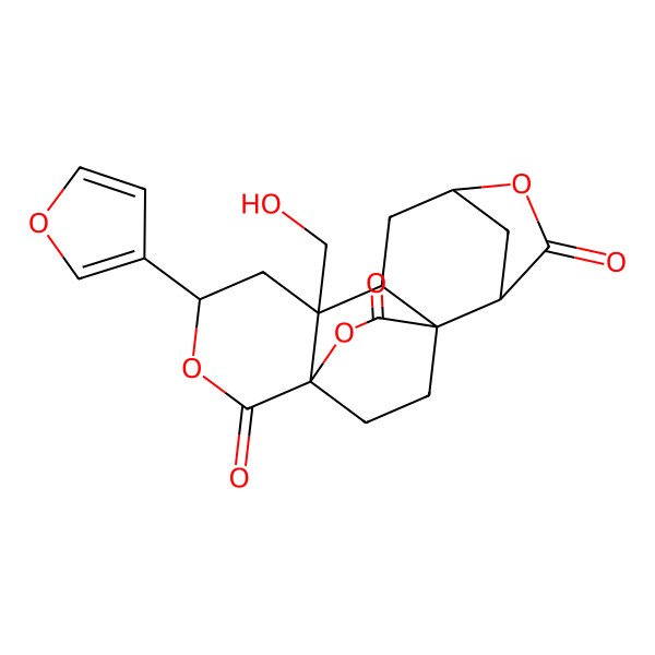 2D Structure of 10-(Furan-3-yl)-8-(hydroxymethyl)-4,11,14-trioxapentacyclo[11.2.2.12,5.01,7.08,13]octadecane-3,12,15-trione