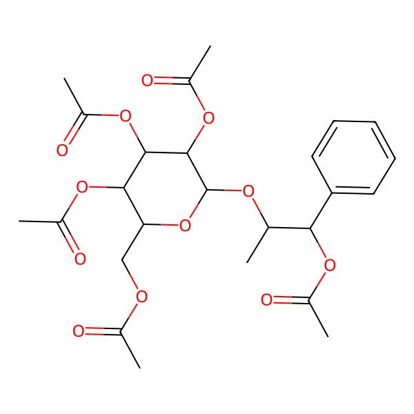 2D Structure of [3,4,5-Triacetyloxy-6-(1-acetyloxy-1-phenylpropan-2-yl)oxyoxan-2-yl]methyl acetate