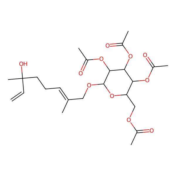 2D Structure of [3,4,5-Triacetyloxy-6-(6-hydroxy-2,6-dimethylocta-2,7-dienoxy)oxan-2-yl]methyl acetate