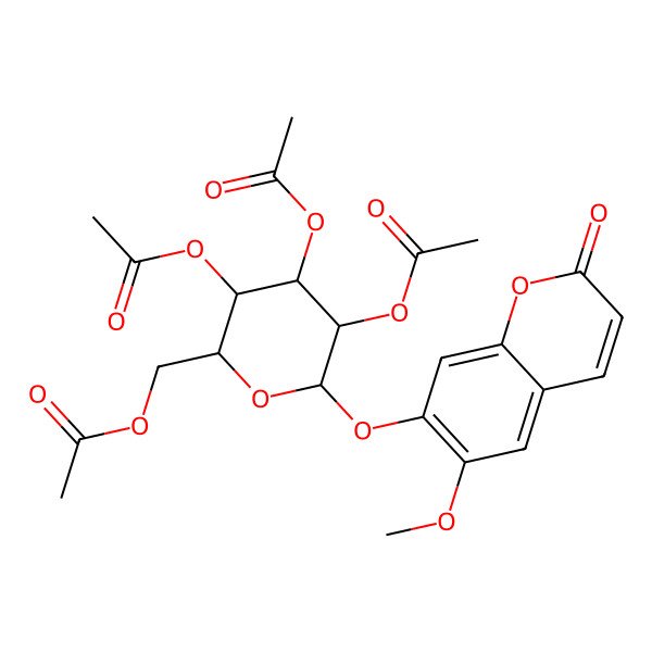2D Structure of [3,4,5-Triacetyloxy-6-(6-methoxy-2-oxochromen-7-yl)oxyoxan-2-yl]methyl acetate