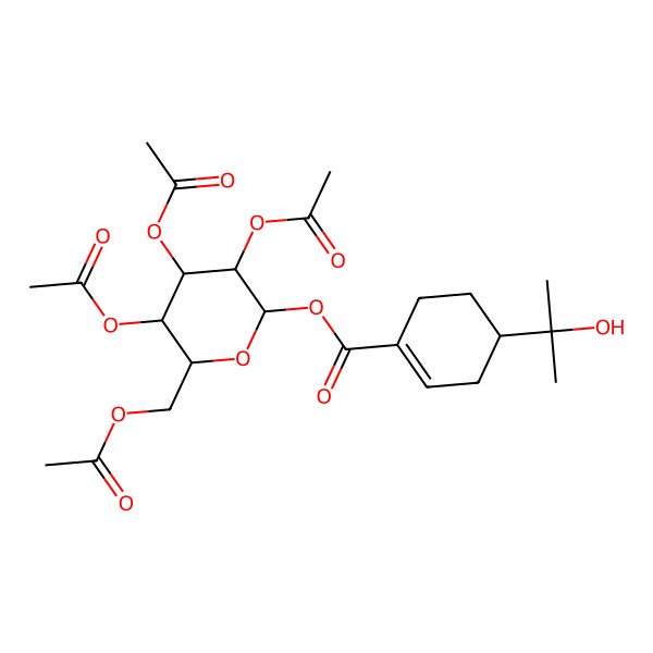 2D Structure of [3,4,5-Triacetyloxy-6-(acetyloxymethyl)oxan-2-yl] 4-(2-hydroxypropan-2-yl)cyclohexene-1-carboxylate