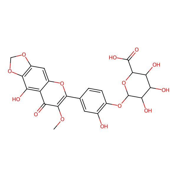 2D Structure of 3',4',5-Trihydroxy-3-methoxy-6,7-methylenedioxyflavone 4'-glucuronide