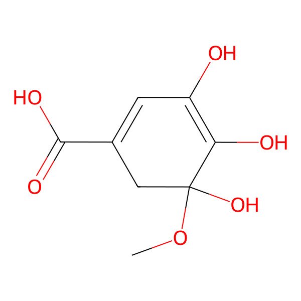 2D Structure of 3,4,5-Trihydroxy-5-methoxycyclohexa-1,3-diene-1-carboxylic acid 2D Structure of 3,4,5-Trihydroxy-5-methoxycyclohexa-1,3-diene-1-carboxylic acid