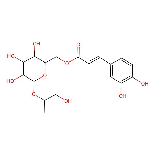 2D Structure of [3,4,5-Trihydroxy-6-(1-hydroxypropan-2-yloxy)oxan-2-yl]methyl 3-(3,4-dihydroxyphenyl)prop-2-enoate