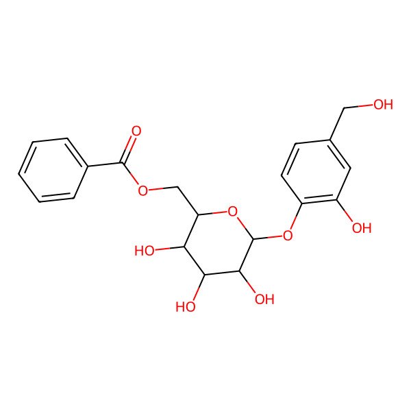 2D Structure of [3,4,5-Trihydroxy-6-[2-hydroxy-4-(hydroxymethyl)phenoxy]oxan-2-yl]methyl benzoate