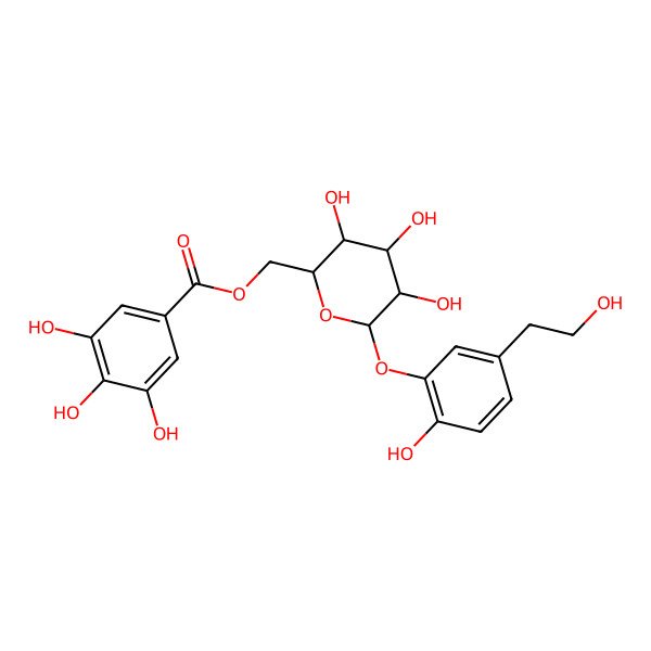 2D Structure of [3,4,5-Trihydroxy-6-[2-hydroxy-5-(2-hydroxyethyl)phenoxy]oxan-2-yl]methyl 3,4,5-trihydroxybenzoate