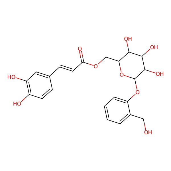 2D Structure of [3,4,5-Trihydroxy-6-[2-(hydroxymethyl)phenoxy]oxan-2-yl]methyl 3-(3,4-dihydroxyphenyl)prop-2-enoate