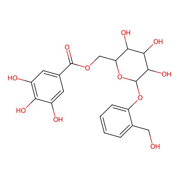 2D Structure of [3,4,5-Trihydroxy-6-[2-(hydroxymethyl)phenoxy]oxan-2-yl]methyl 3,4,5-trihydroxybenzoate