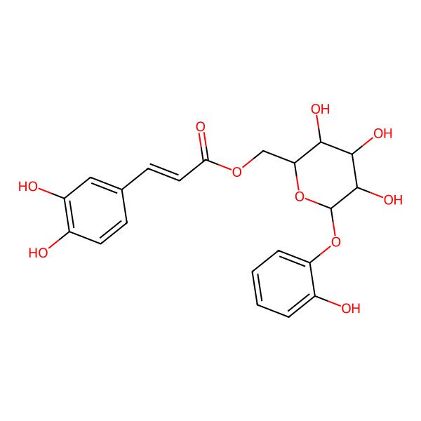 2D Structure of [3,4,5-Trihydroxy-6-(2-hydroxyphenoxy)oxan-2-yl]methyl 3-(3,4-dihydroxyphenyl)prop-2-enoate