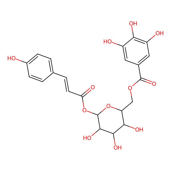 2D Structure of [3,4,5-Trihydroxy-6-[3-(4-hydroxyphenyl)prop-2-enoyloxy]oxan-2-yl]methyl 3,4,5-trihydroxybenzoate