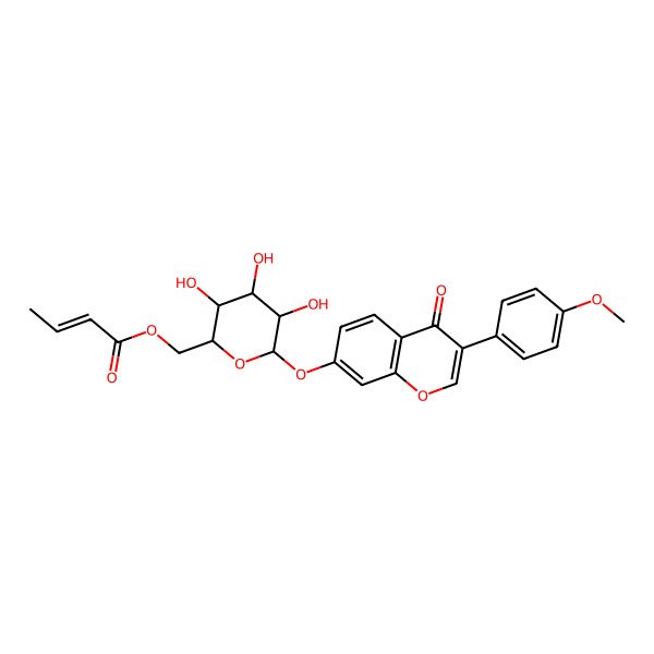 2D Structure of [3,4,5-Trihydroxy-6-[3-(4-methoxyphenyl)-4-oxochromen-7-yl]oxyoxan-2-yl]methyl but-2-enoate