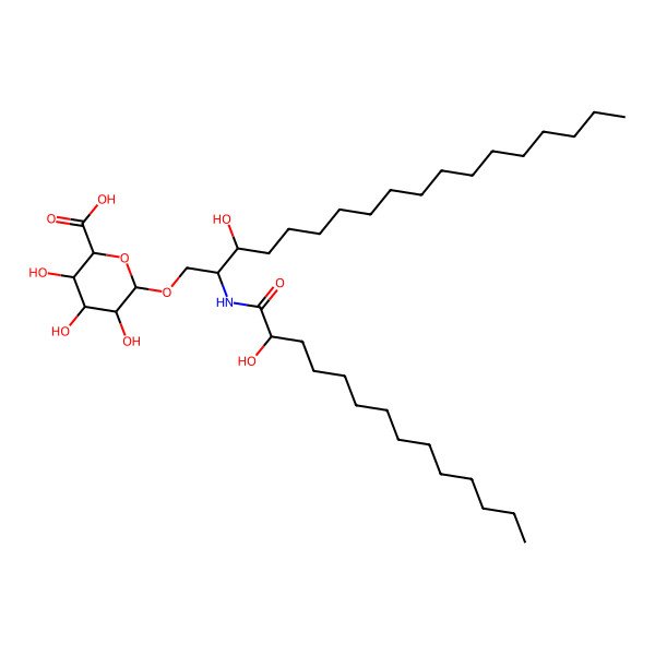 2D Structure of 3,4,5-Trihydroxy-6-[3-hydroxy-2-(2-hydroxytetradecanoylamino)octadecoxy]oxane-2-carboxylic acid