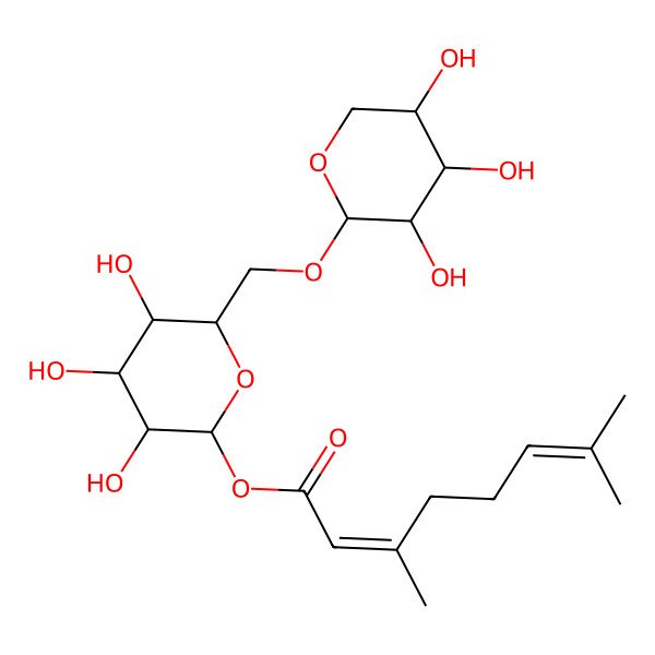 2D Structure of [3,4,5-Trihydroxy-6-[(3,4,5-trihydroxyoxan-2-yl)oxymethyl]oxan-2-yl] 3,7-dimethylocta-2,6-dienoate