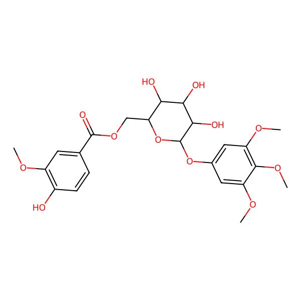 2D Structure of [3,4,5-Trihydroxy-6-(3,4,5-trimethoxyphenoxy)oxan-2-yl]methyl 4-hydroxy-3-methoxybenzoate
